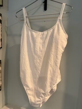 Andie Amalfi Swim Bathing Suit One Piece Womens XXL Eyelet White Ribbed